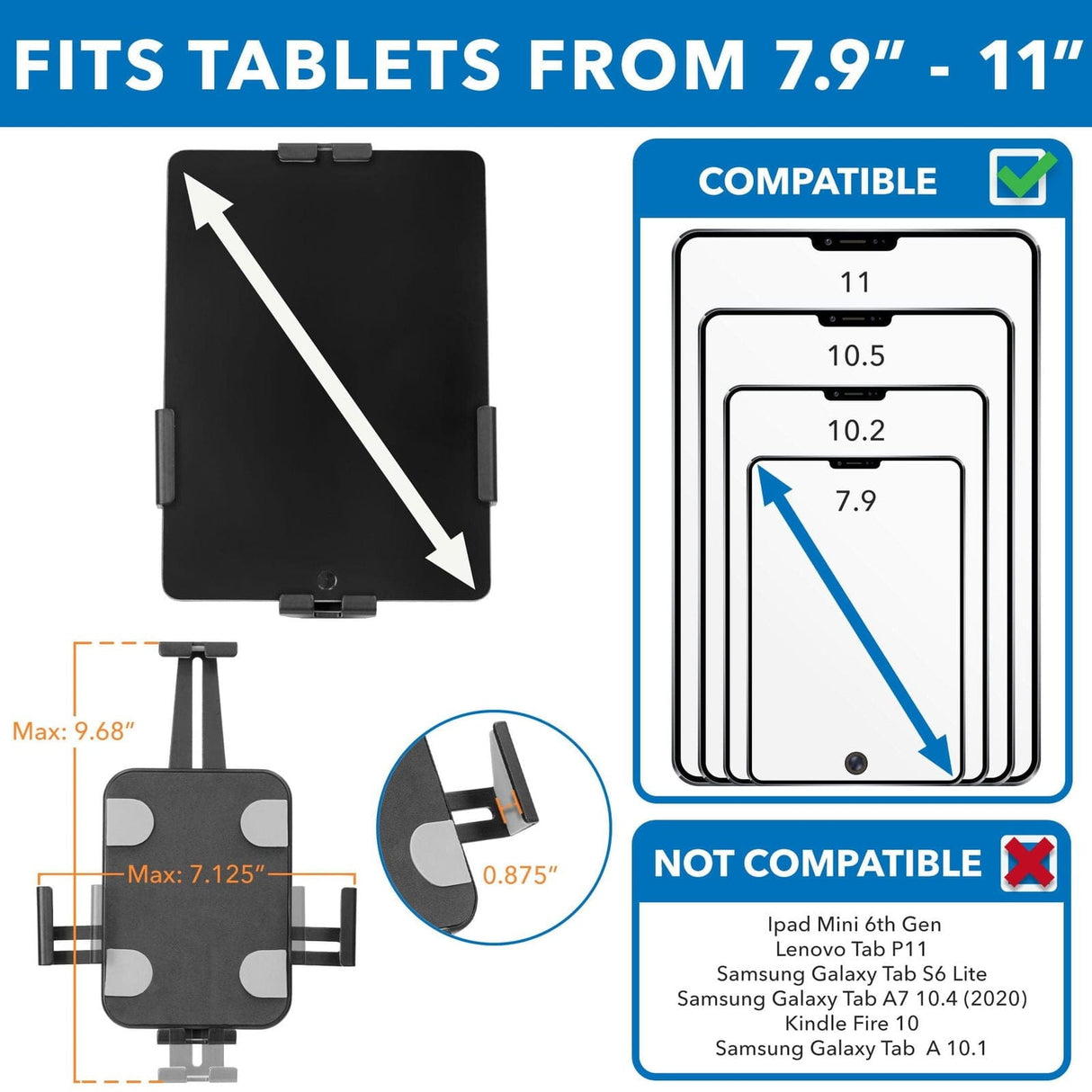 Black Tablet Mount - Anti-Theft Tablet Wall Mount - Mount-It! - MI-3872B