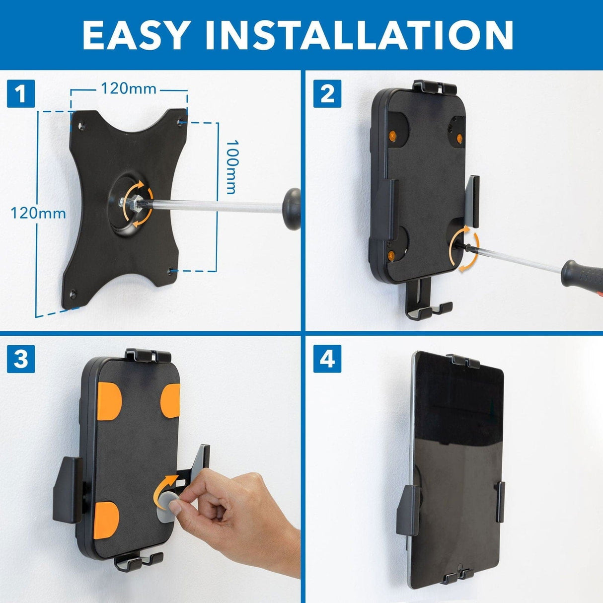 Black Tablet Mount - Anti-Theft Tablet Wall Mount - Mount-It! - MI-3872B