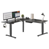 Black / Black Standing Desk - XL Electric Height Adjustable Corner Standing Desk - Mount-It! - MI-15024
