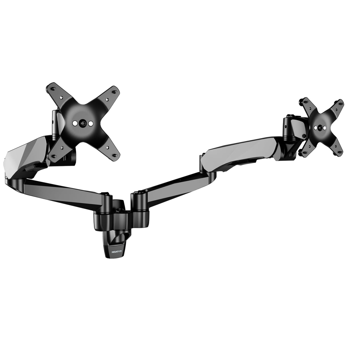 Black Monitor Mount - CLiX Series Full Motion Dual Monitor Wall Mount with Gas Spring Arms - Mount-It! - MI-45114_BLK