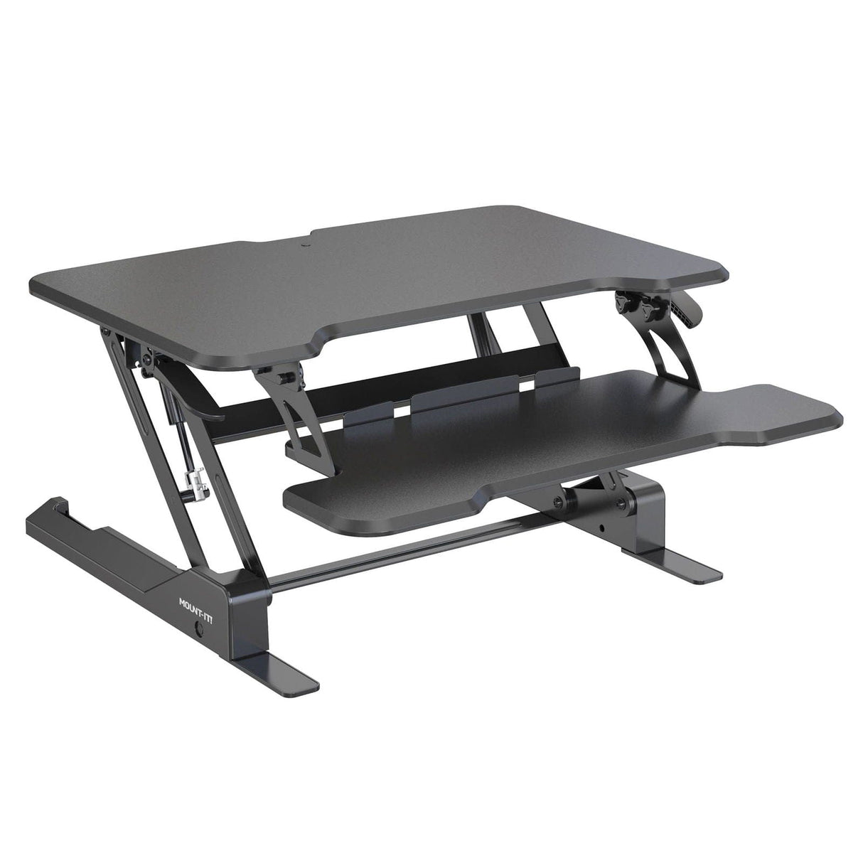 Black Desk Converters - Compact Standing Desk Converter with 30" Desktop - Mount-It! - MI-15009S