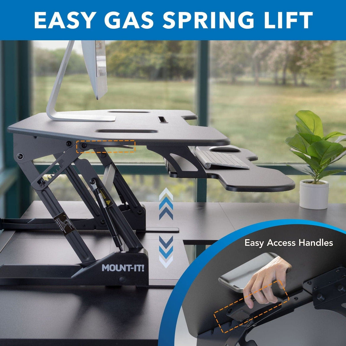 Black Desk Converters - Corner Sit Stand Desk Converter - Mount-It! - MI-7958A