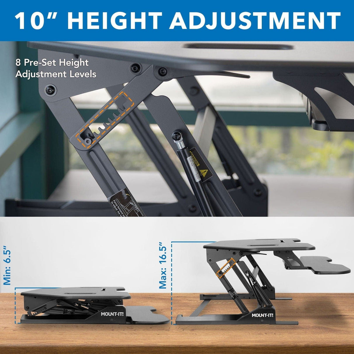 Black Desk Converters - Corner Sit Stand Desk Converter - Mount-It! - MI-7958A