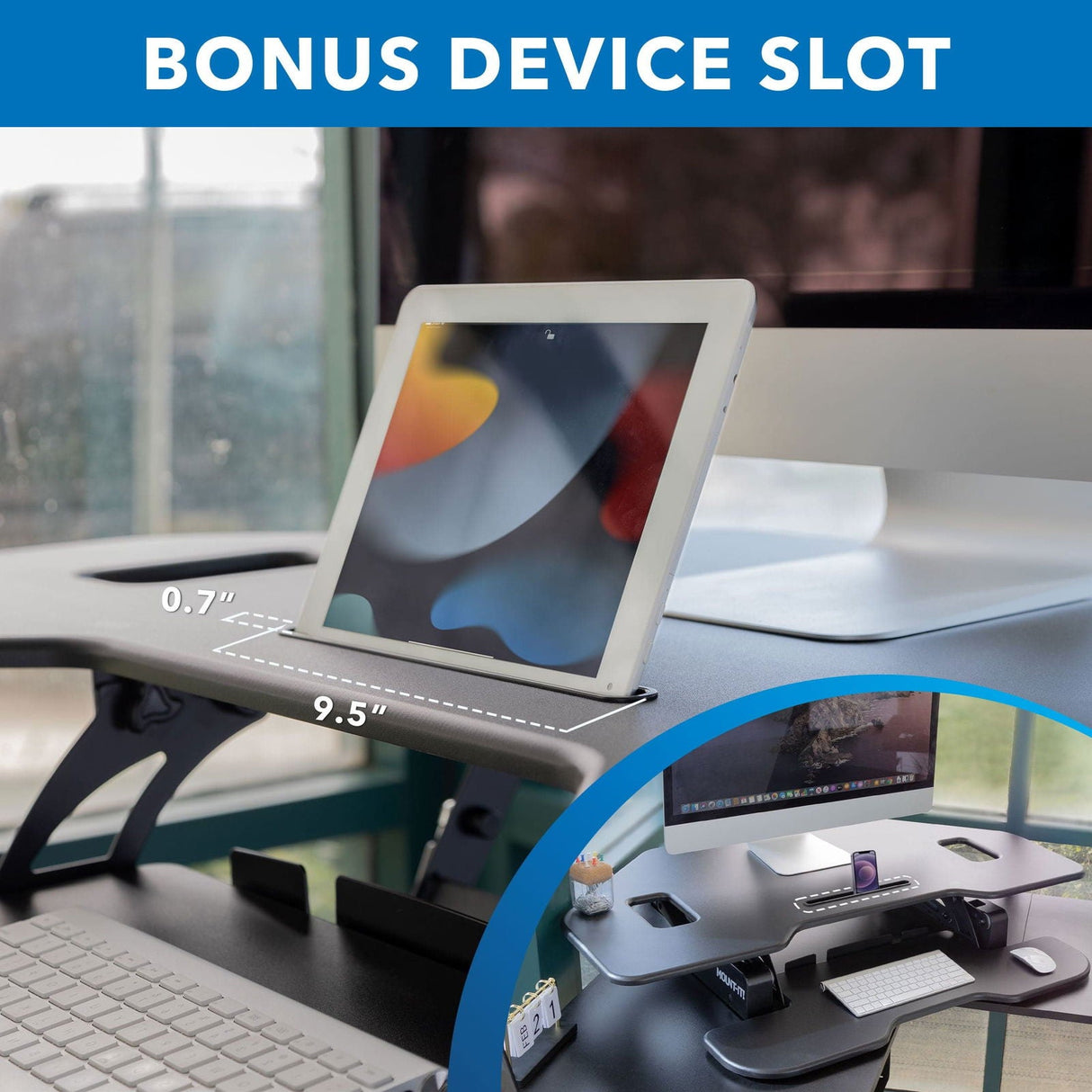 Black Desk Converters - Corner Sit Stand Desk Converter - Mount-It! - MI-7958A