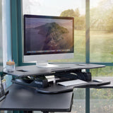 Black Desk Converters - Corner Sit Stand Desk Converter - Mount-It! - MI-7958A