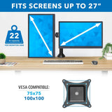 Black Monitor Mount - Dual Monitor Desk Mount for 13-27 Inch Screens - Mount-It! - MI-752