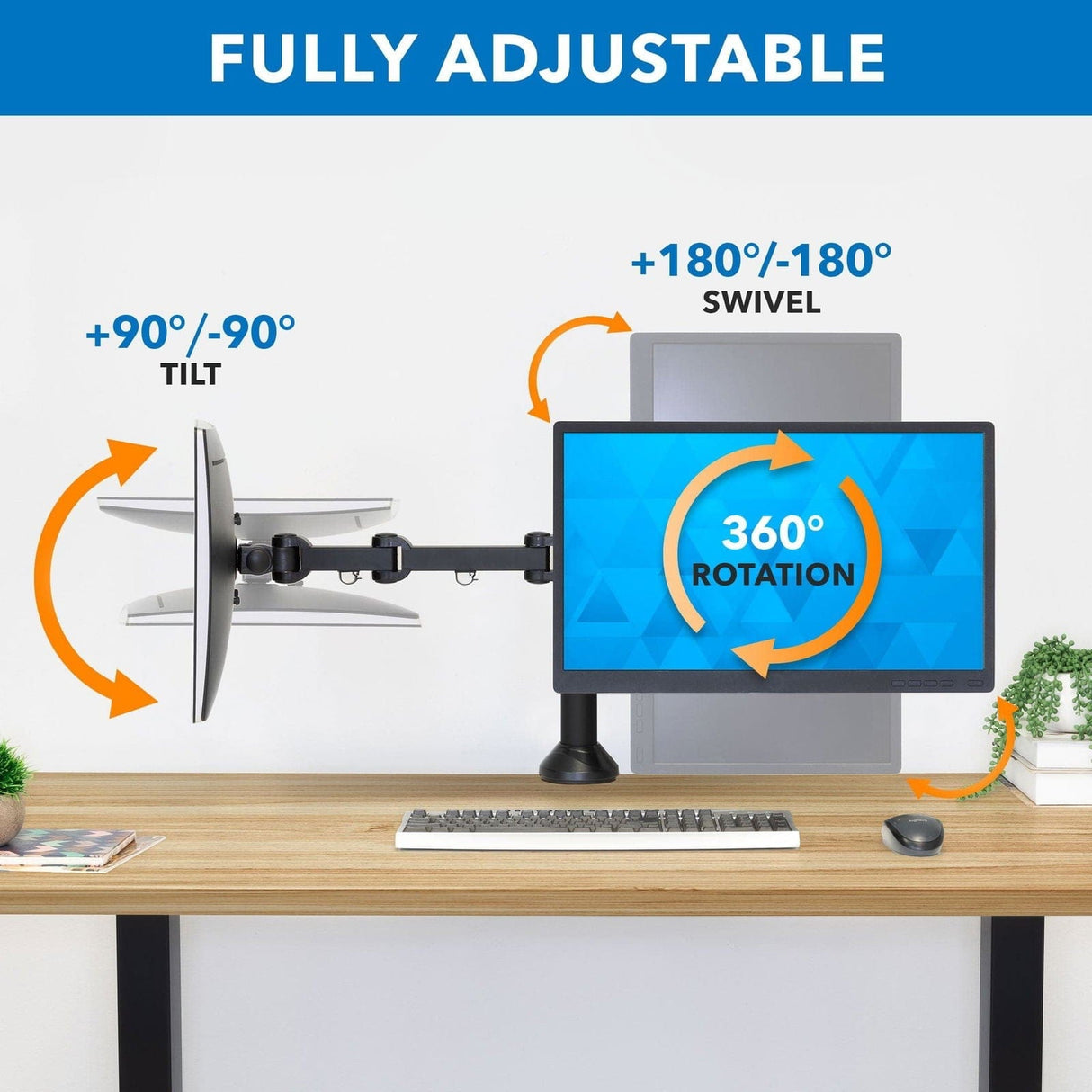 Black Monitor Mount - Dual Monitor Desk Mount for 13-27 Inch Screens - Mount-It! - MI-752