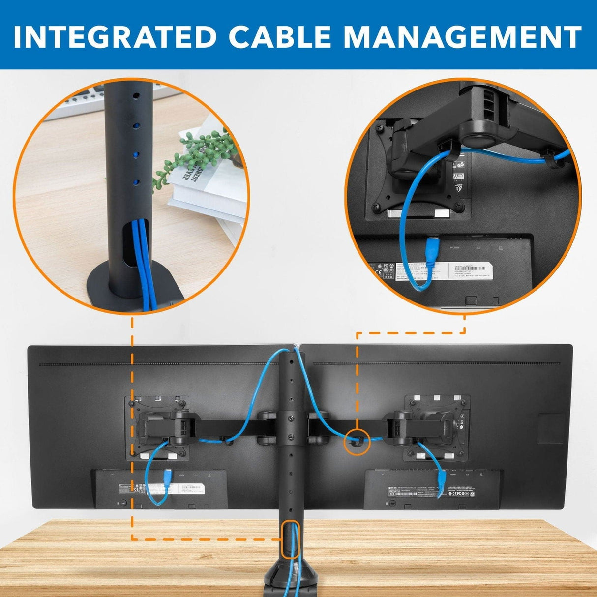Black Monitor Mount - Dual Monitor Desk Mount for 13-27 Inch Screens - Mount-It! - MI-752
