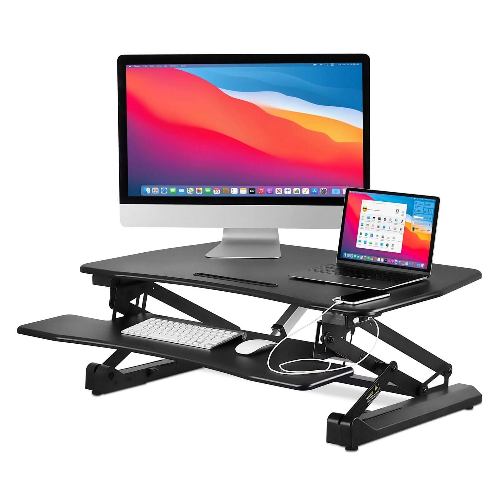 Mount-It! Electric Desk Converter with Built-In USB Port | MI-7927E