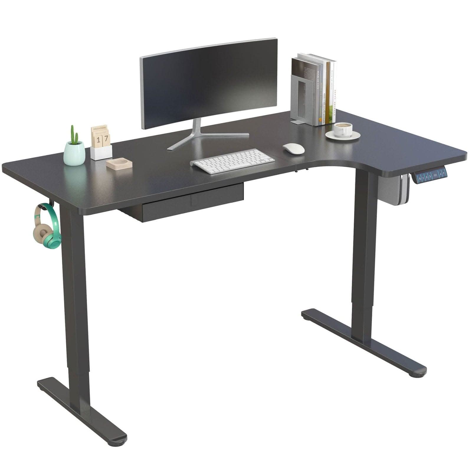 Mount-It! Electric Height Adjustable L Shaped Standing Desk | MI-15002 - Thumbnail 2