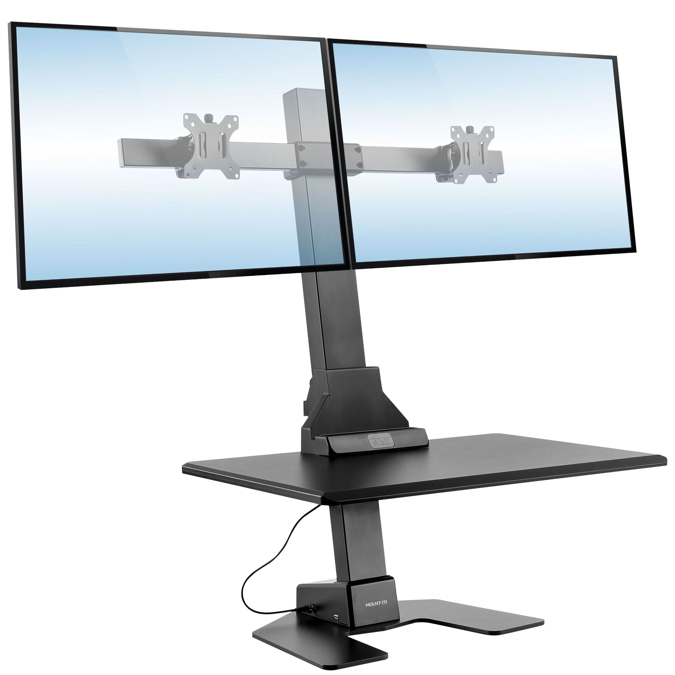 Mount-It! Electric Sit-Stand Desk Converter for 2 Monitors for