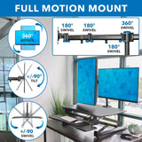 Black Desk Converters - Electric Sit-Stand Desk Converter with Dual Monitor Mount - Mount-It! - MI-8053