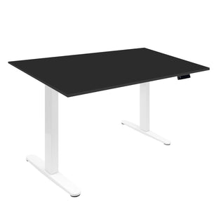 Black Standing Desk - Electric Standing Desk with 55" Tabletop - White Base - Mount-It! - MI-18083