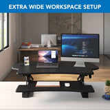 Black Desk Converters - Extra Wide Height Adjustable Standing Desk Converter - Mount-It! - MI-7925