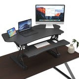 Black Desk Converters - Extra Wide Height Adjustable Standing Desk Converter - Mount-It! - MI-7925