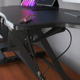 Black Desk Converters - Extra Wide Height Adjustable Standing Desk Converter - Mount-It! - MI-7925