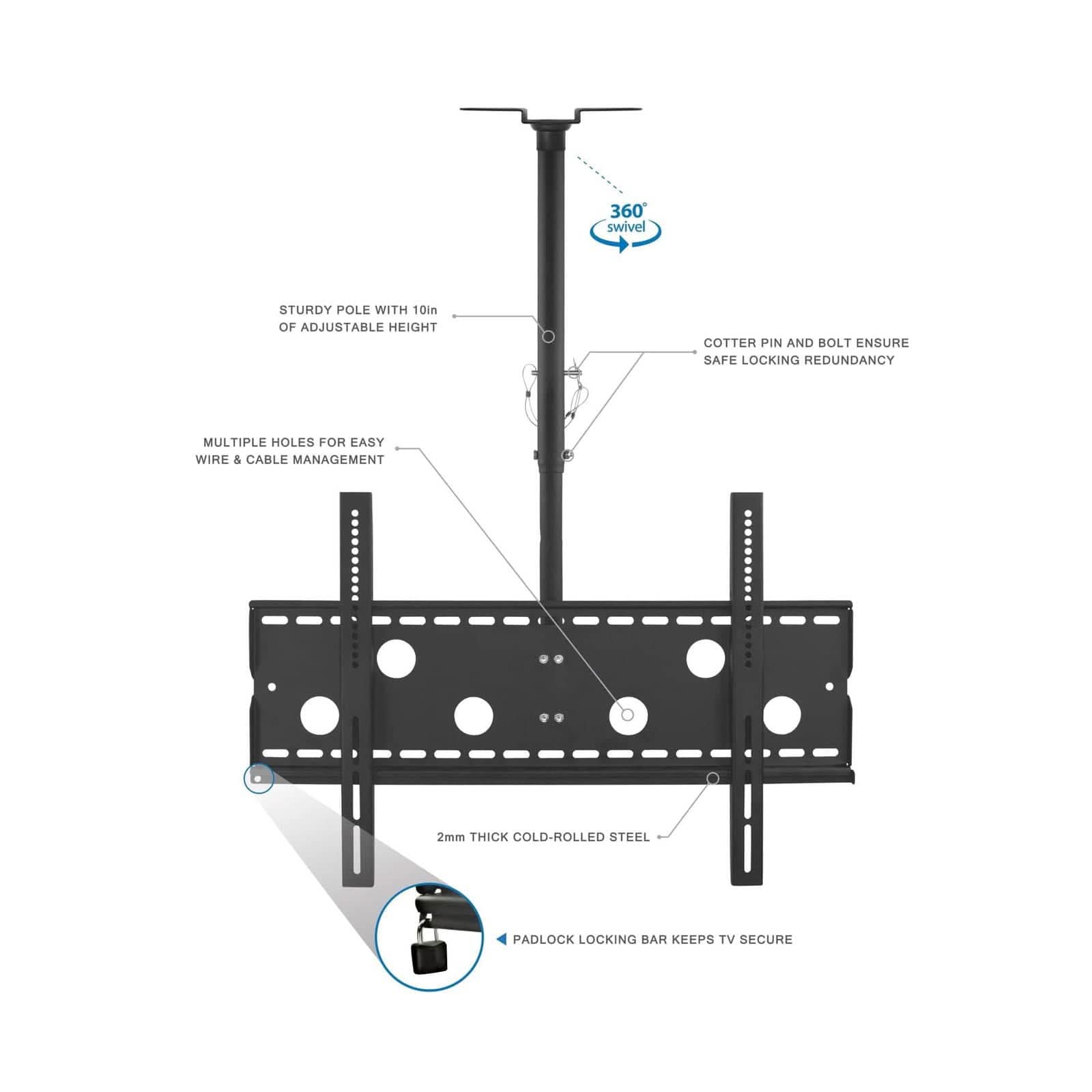Mount-It! Full Motion Ceiling TV Mount - Thumbnail 5