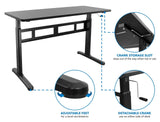 Black Standing Desk - Hand Crank Standing Desk with 55" Tabletop - Mount-It! - MI-7981