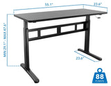 Black Standing Desk - Hand Crank Standing Desk with 55" Tabletop - Mount-It! - MI-7981