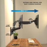 Black Monitor Mount - Heavy-Duty Monitor Wall Mount with Gas Spring Arm - Mount-It! - MI-12009