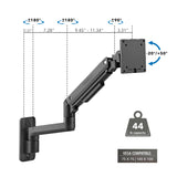 Black Monitor Mount - Heavy-Duty Monitor Wall Mount with Gas Spring Arm - Mount-It! - MI-12009