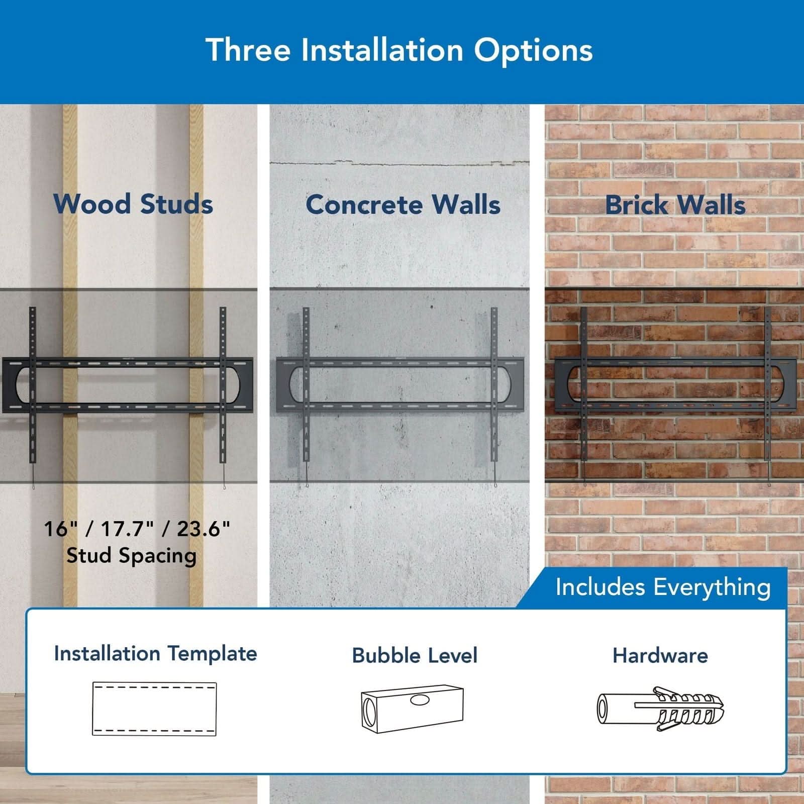 Mount-It! Heavy Duty XXL Fixed TV Wall Mount for 60" to 120" TVs | holds up to 264 lbs | MI-14008 - Thumbnail 5
