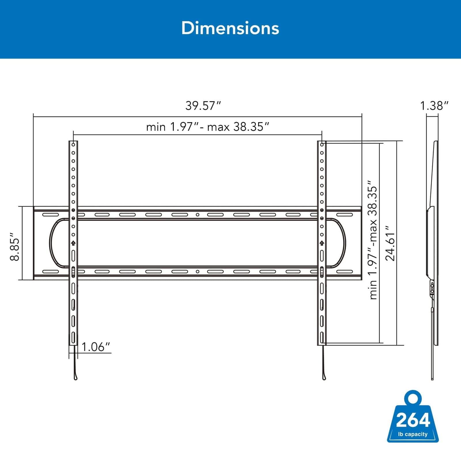 Heavy Duty XXL Fixed TV Wall Mount | 60–120