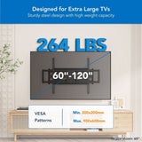 Black TV Mount - Heavy Duty XXL Full Motion TV Mount with Long Extension - Mount-It! - MI-14010