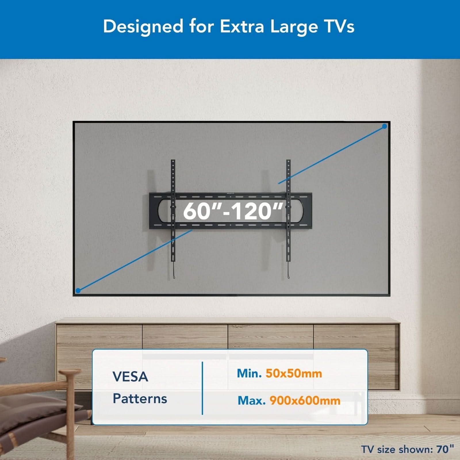 Heavy Duty XXL Tilt TV Wall Mount | 60–120