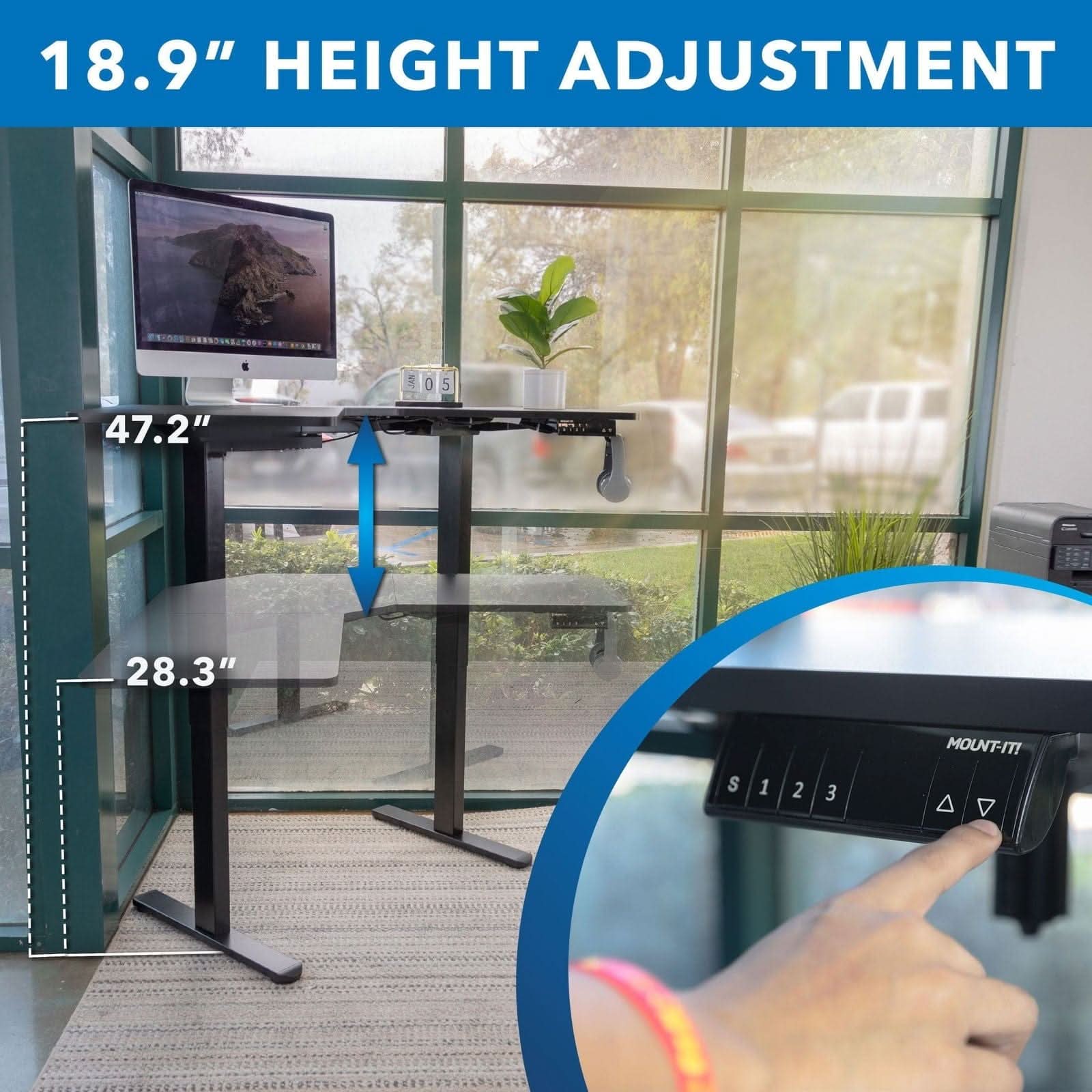 Mount-It! Height Adjustable Corner Sit-Stand Desk | MI-15003
