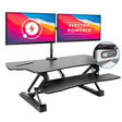 Black Desk Converters - Large Electric Sit-Stand Desk Converter with Dual Monitor Mount - Mount-It! - MI-8054