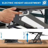 Black Desk Converters - Large Electric Sit-Stand Desk Converter with Dual Monitor Mount - Mount-It! - MI-8054