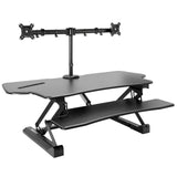 Black Desk Converters - Large Electric Sit-Stand Desk Converter with Dual Monitor Mount - Mount-It! - MI-8054