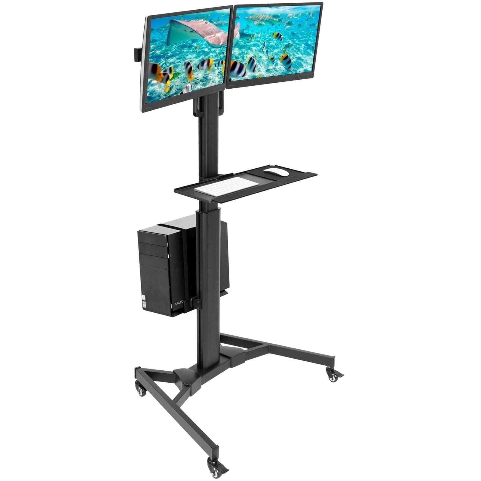 Mount-It! Mobile PC Workstation for Dual Monitors | MI-7986