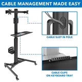 Black Mobile Standing Desk - Mobile PC Workstation for Dual Monitors - Mount-It! - MI-7986