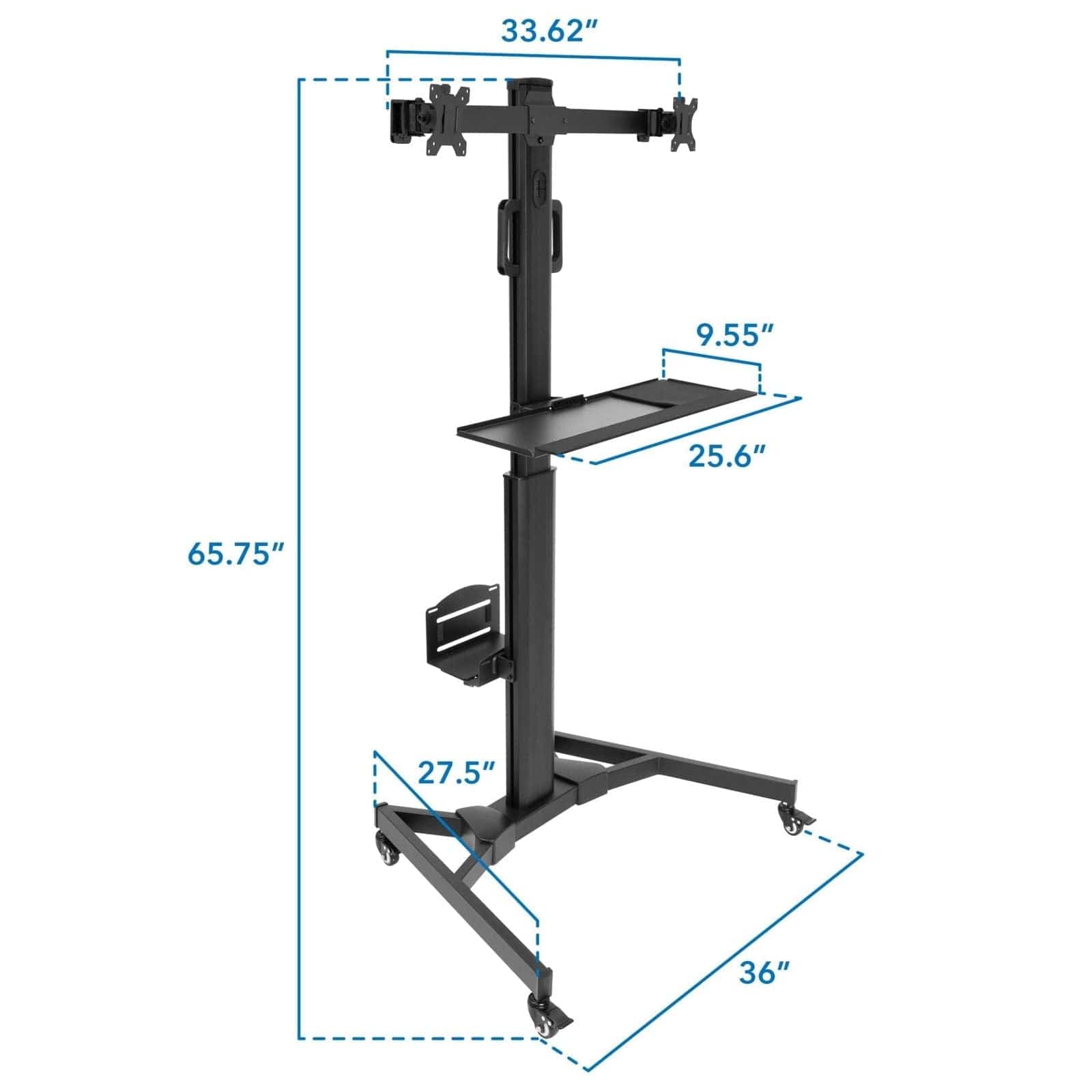 Mount-It! Mobile PC Workstation for Dual Monitors | MI-7986