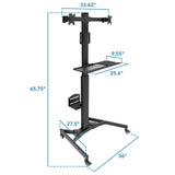 Black Mobile Standing Desk - Mobile PC Workstation for Dual Monitors - Mount-It! - MI-7986