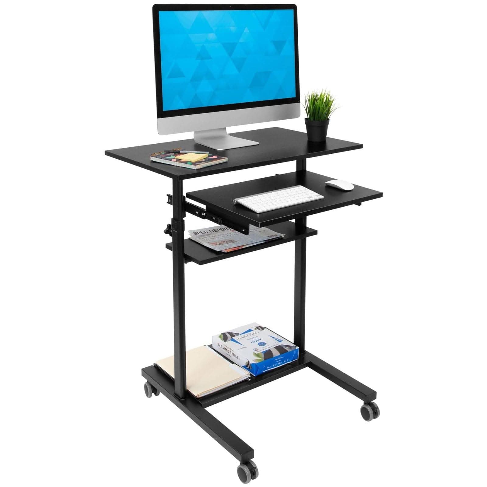 Mount-It! Mobile Standing Desk with Retractable Keyboard | MI-7998B - Thumbnail 4