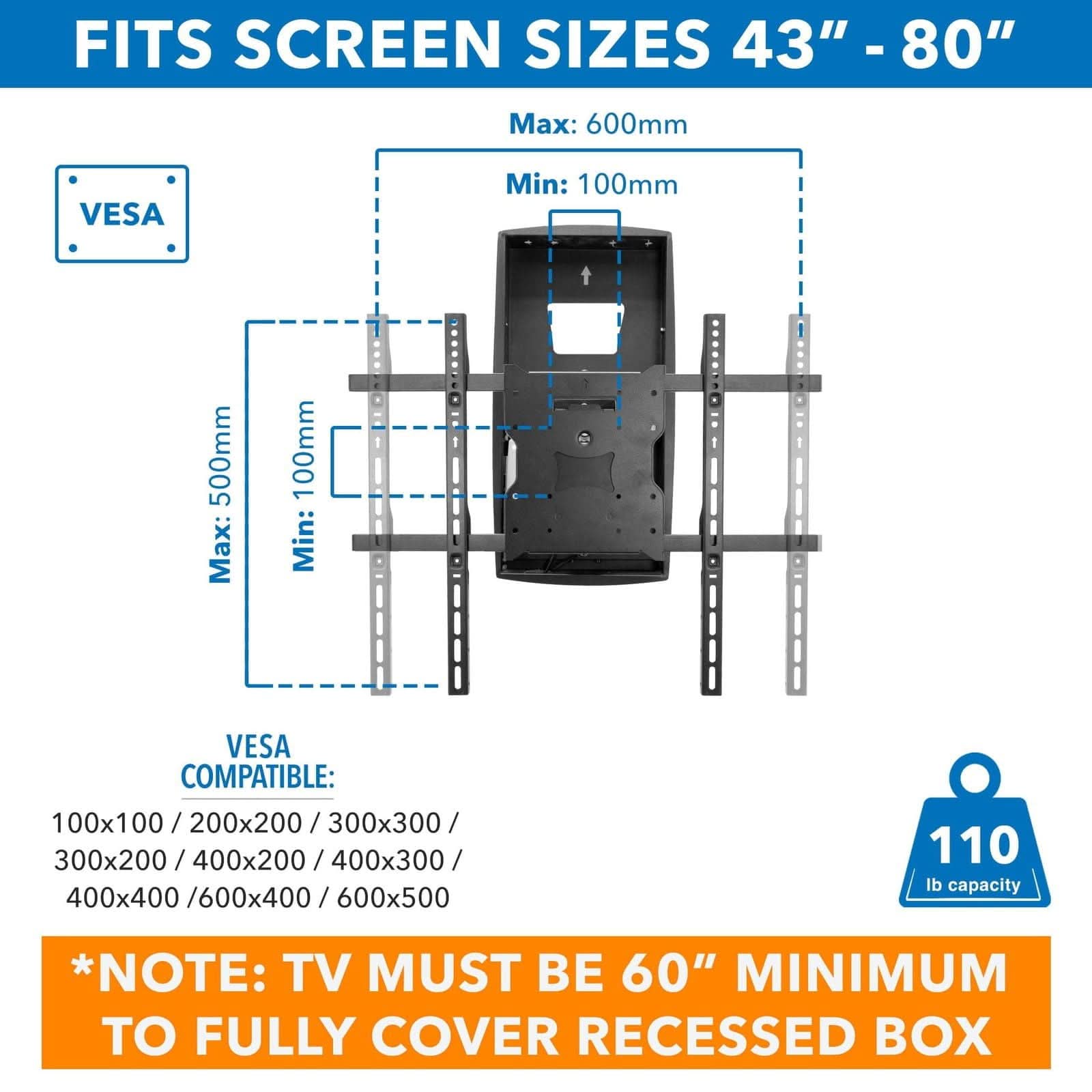 Motorized Pull-Down Fireplace TV Mount 42–80