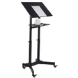 Black Mobile Standing Desk - Portable Presentation Lectern - Mount-It! - MI-7971