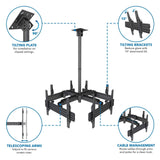 Black TV Mount - Quad TV Display Ceiling Mount - Mount-It! - MI-514
