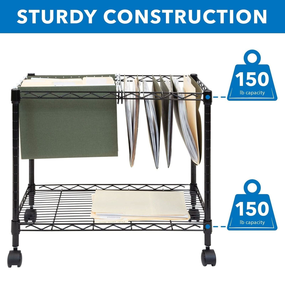 File Sliding Rack Rolling File Cart with Folder Rack