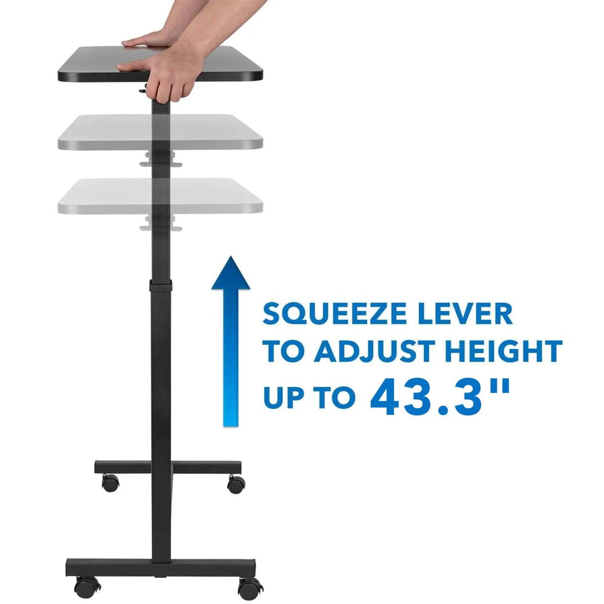 Black Mobile Standing Desk - Rolling Over Bed Table - Mount-It! - MI-7987