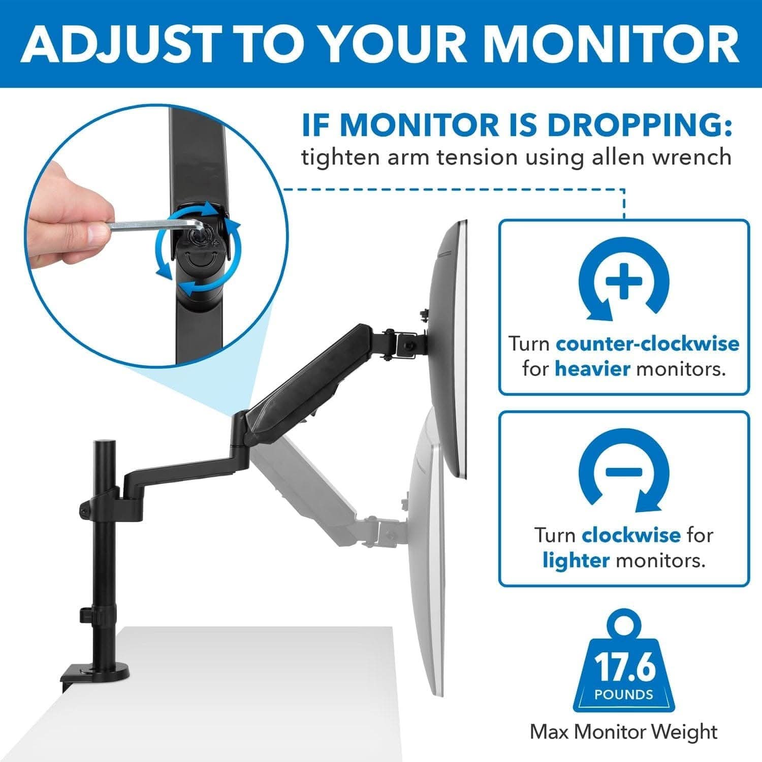 Single Monitor Desk Mount with Pole