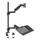 Black Desk Converters - Single Monitor Sit-Stand Desk Mount with Keyboard Tray - Mount-It! - MI-7995