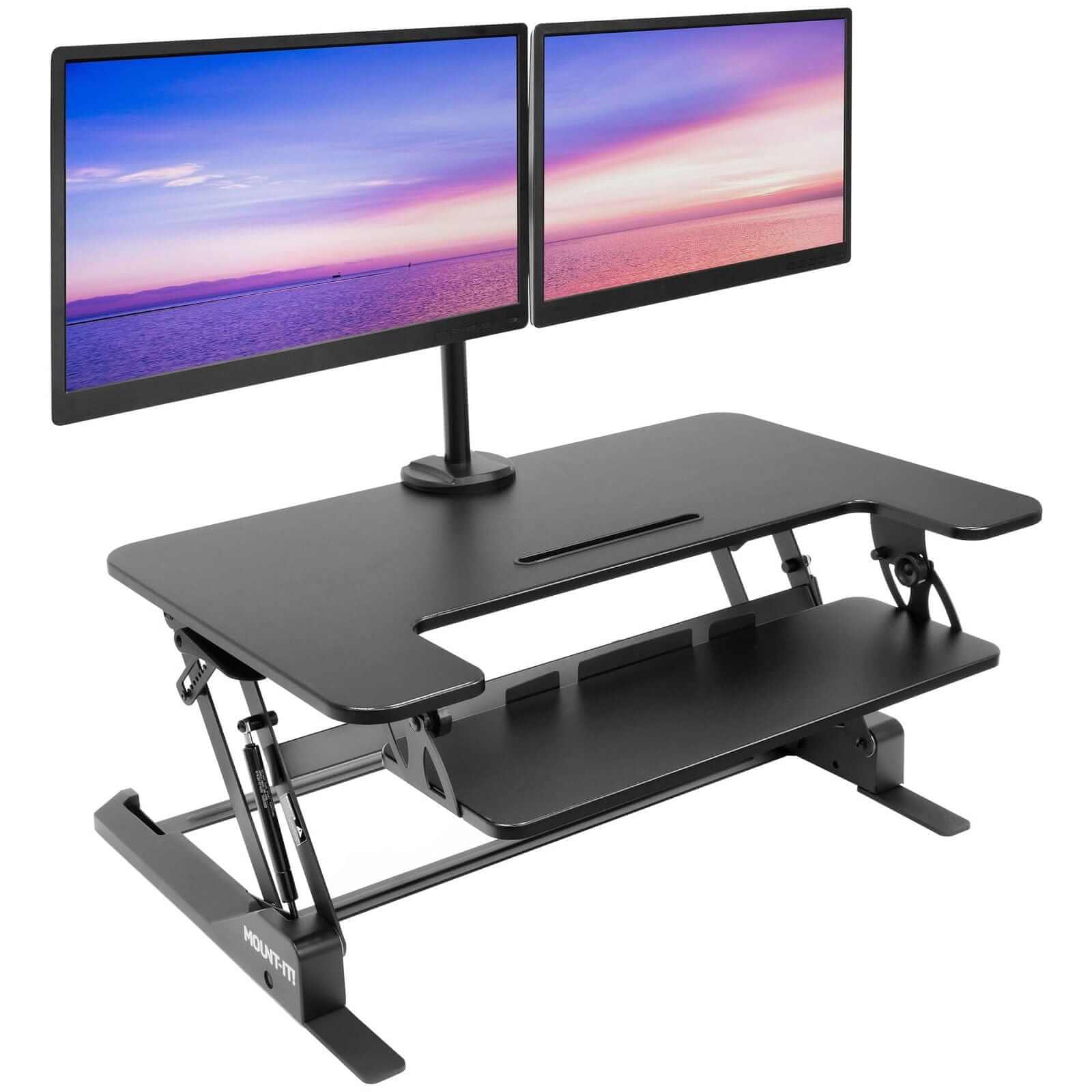 Mount-It! Sit-Stand Desk Converter with Dual Monitor Mount for monitors up to 32" | MI-7934 - Thumbnail 3