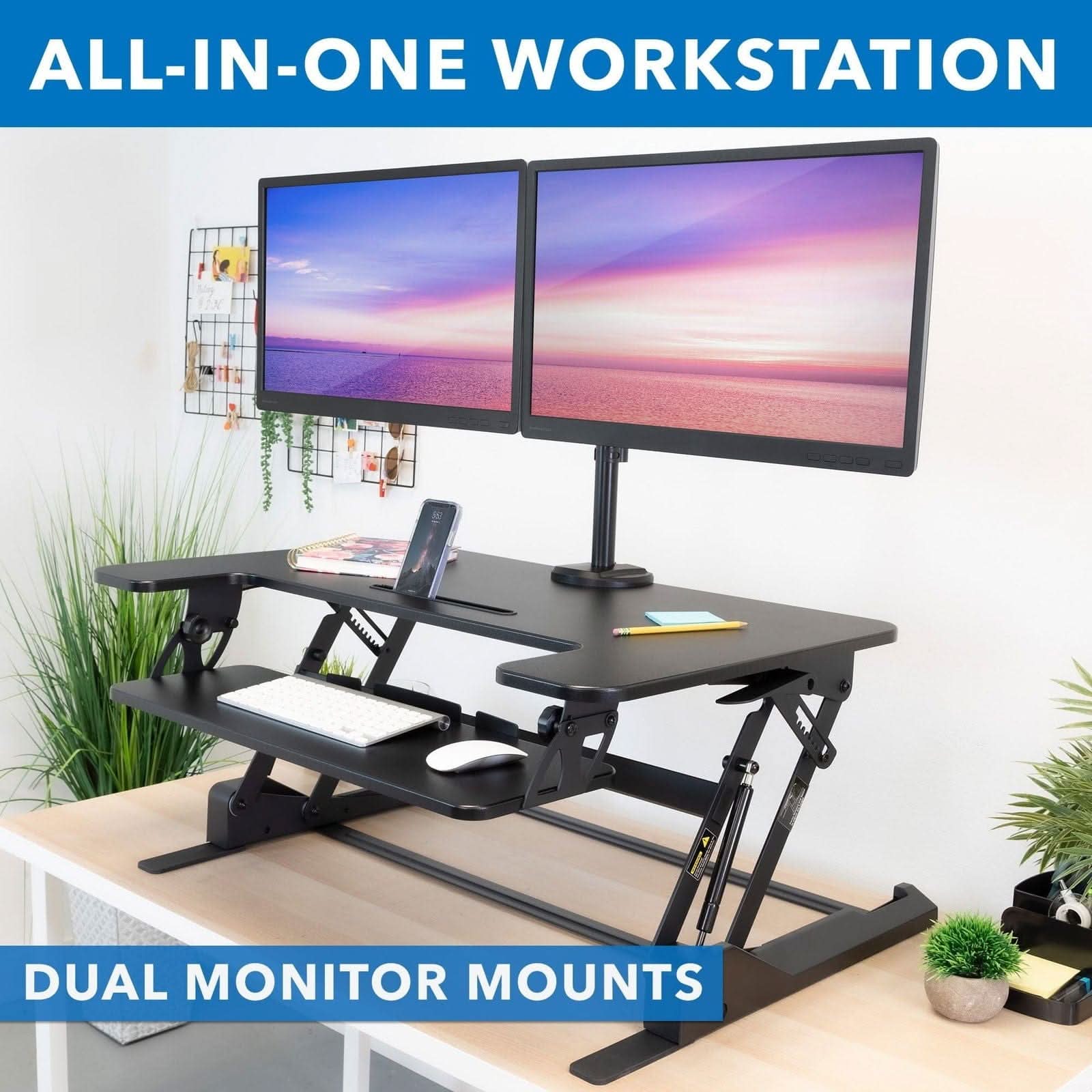 Mount-It! Sit-Stand Desk Converter with Dual Monitor Mount for monitors up to 32" | MI-7934 - Thumbnail 5