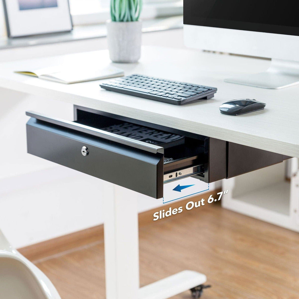 Black Desk Accessories - Under Desk Drawer with Lock - Mount-It! - MI-7295