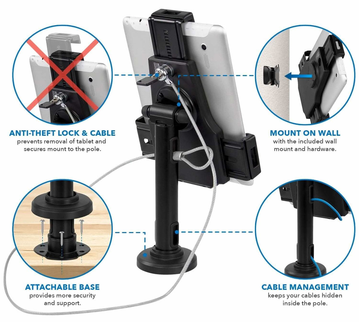 Cable Lock Tablet Universal Tablet Stand with Cable Lock