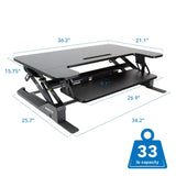 Black Desk Converters - Wide Standing Desk Converter with Gas Spring - Mount-It! - MI-7926